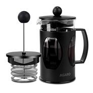 AGARO Elite French Press Coffee And Tea Maker, Borosilicate Glass Body With Sleeves, Glass Carafe, BPA Free Plastic Lid Strainer