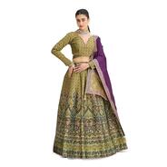 PURVAJA Women's Kanjiwaram Semi-Stitched Lehenga choli