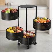 HomeWiz Round Kitchen Rack 4- Layer | Lifetime Usage Heavy Duty Steel Trolley| Rust-Free Forever