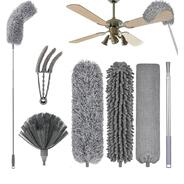6Pcs Multifunctional Microfiber High Ceiling Duster with Extension Pole 30-100 Inch with Bendable Head