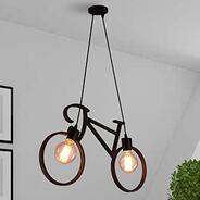 Bicycle Pendant Light Fixture, Industrial Vintage Bike Chandelier, Retro Iron Hanging Ceiling Lamp with 2 E26 Sockets for Kitchen Island, Dining Room