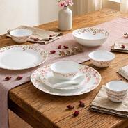 La Opala Novo Opalware Dinner Set, 35 Pcs for Family of 6, Spring Meadows