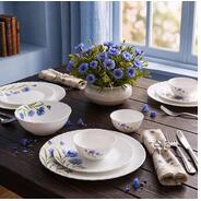 La Opala Novo Opalware Dinner Set, 35 Pcs for Family of 6, Floral Fountain