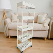 MGKENTERPRISE 5 Compartments plastic Storage Trolly (White)