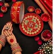 Mini Karwachauth Thali For Women | 8 Inch Cute Small Karwa Chauth Pooja Thali